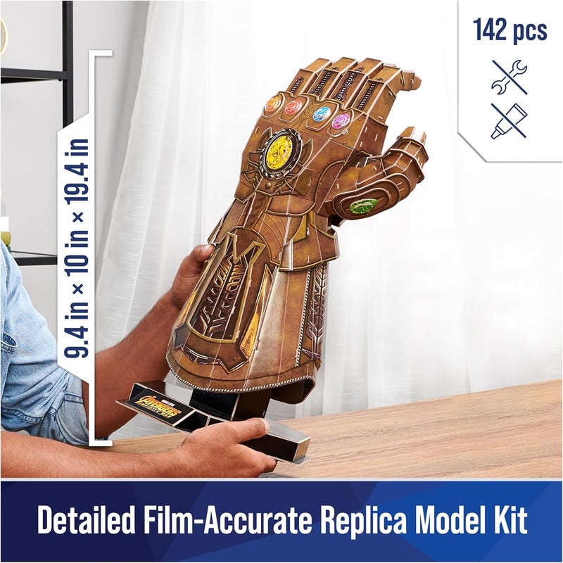 4D Build Store , Marvel Infinity Gauntlet 3D Puzzle Model Kit with Stand 142 Pcs | Thanos Desk Decor | Building Toys | 3D Puzzles for Adults & Teens 12+ - Image 2